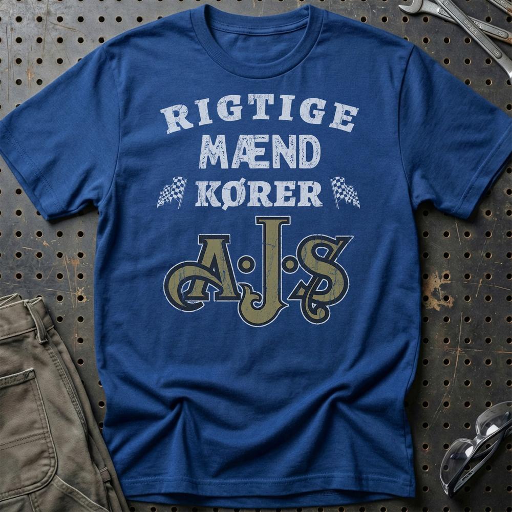AJS Rigtige Mænd Kører - Unisex T-Shirt , Bomuld-Beklædning-AJS-Blå Royal-S-Garage Culture Shop- garage - man cave - merchandise