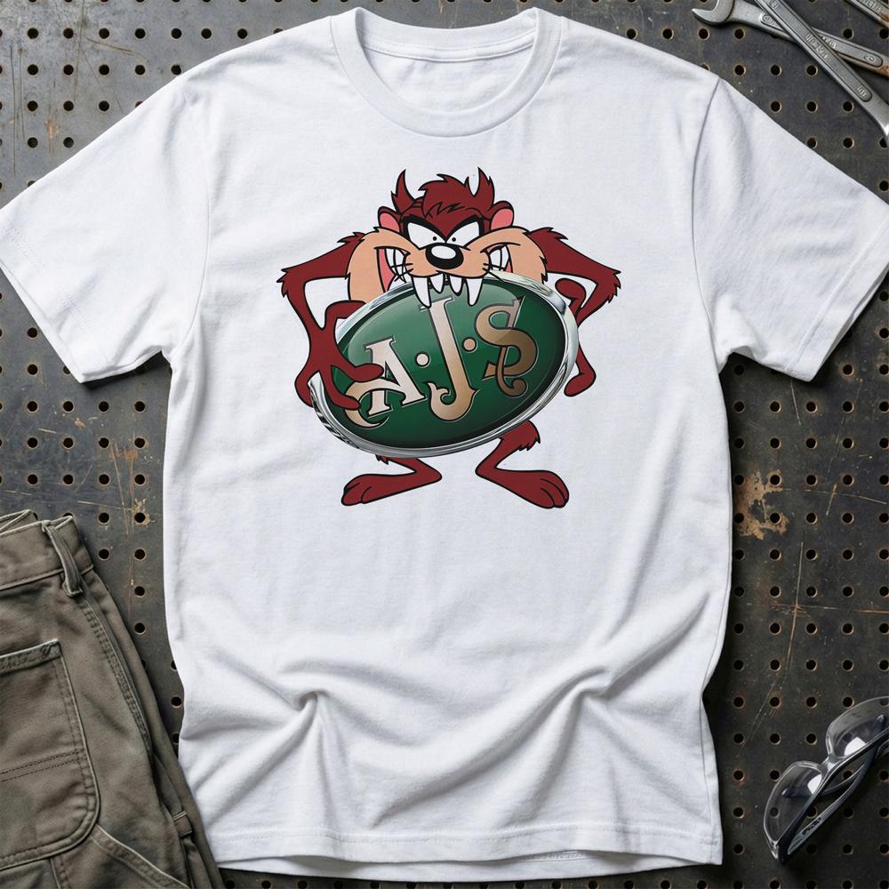 AJS TAZ Unisex T-Shirt , Bomuld-Beklædning-AJS-Hvid-S-Garage Culture Shop- garage - man cave - merchandise