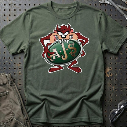 AJS TAZ Unisex T-Shirt , Bomuld-Beklædning-AJS-Grøn Militær-S-Garage Culture Shop- garage - man cave - merchandise
