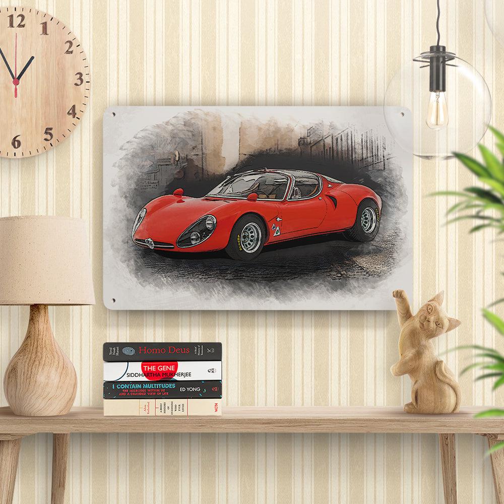 ALFA ROMEO 33 COUPÈ STRADALE 1967 PROTOTYPE B VERSION Skilte, Musemåtte, Dørmåtte-Skilte-Alfa Romeo-Garage Culture Shop- garage - man cave - merchandise