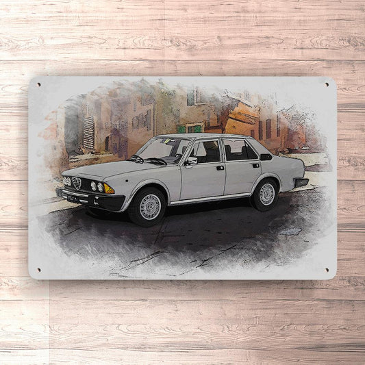 ALFA ROMEO 6 2.5 1979 Skilte, Musemåtte, Dørmåtte , Plakat-Skilte-Alfa Romeo-Garage Culture Shop- garage - man cave - merchandise