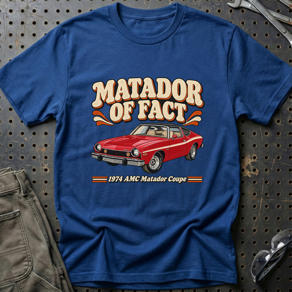 
AMC Matador Coupe 1974 – Matador of Fact T-Shirt – Blå Royal