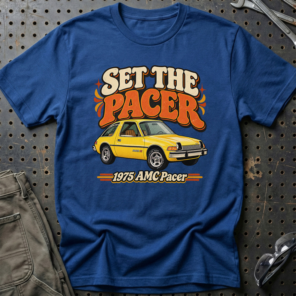 
AMC Pacer 1975 – Set the Pacer T-Shirt – Blå Royal