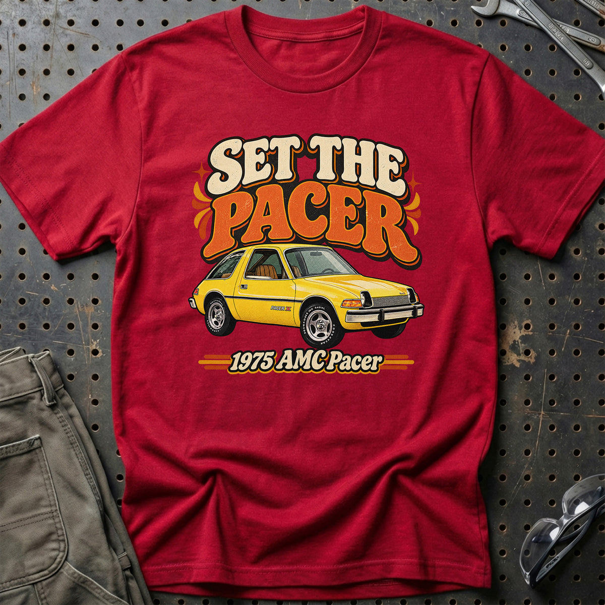 
AMC Pacer 1975 – Set the Pacer T-Shirt – Rød