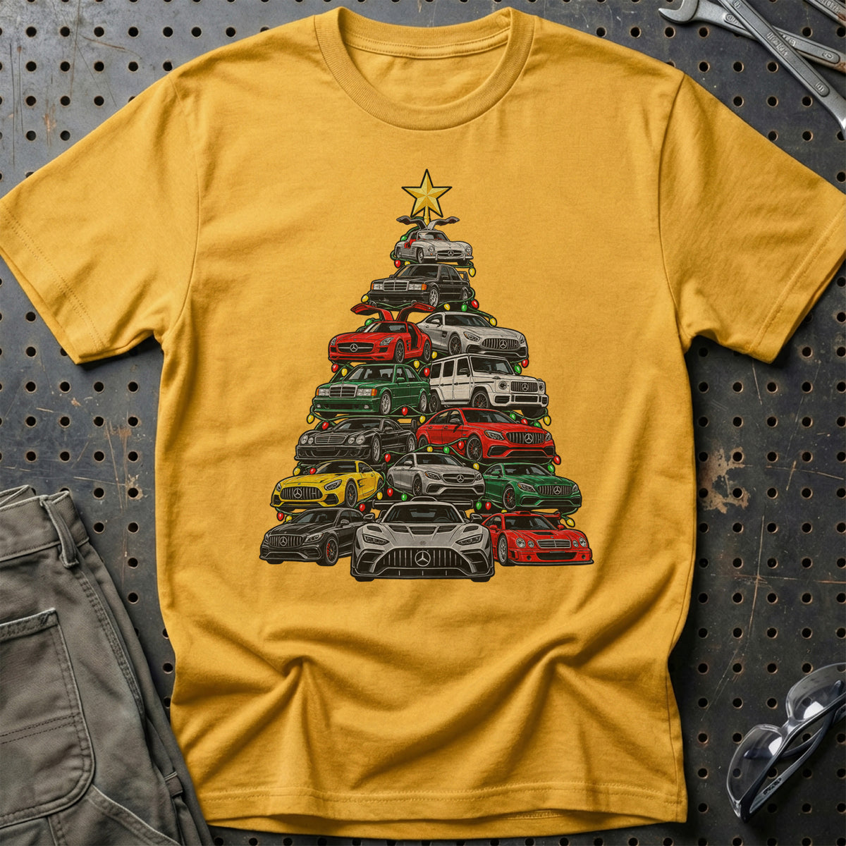 AMG Juletræ T-Shirt-Beklædning-AMG-Guld-S-Garage Culture Shop- garage - man cave - merchandise