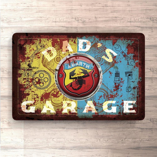 Abarth Dads Garage Vintage Skilte, Musemåtte, Dørmåtte , Plakat-Skilte-Abarth-Garage Culture Shop- garage - man cave - merchandise