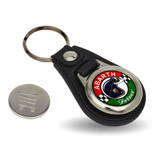 Abarth Driver - Nøglering med Indkøbsvognsmønt – Metal & Kunstlæder-Nøglering-Abarth-Garage Culture Shop- garage - man cave - merchandise