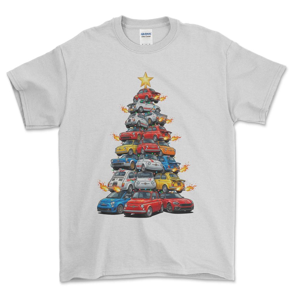 Abarth Juletræ Christmas Tree - Unisex T-Shirt-Beklædning-Abarth-Hvid-S-Forside-Garage Culture Shop- garage - man cave - merchandise