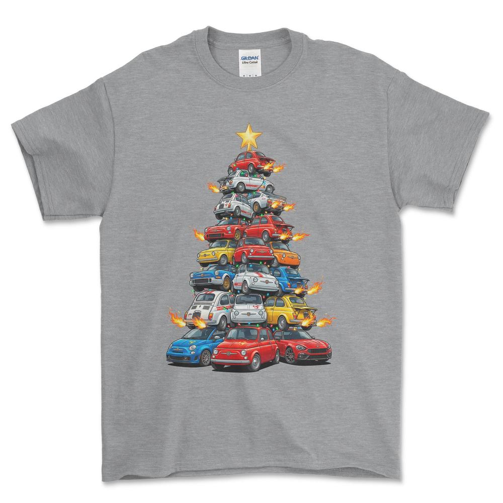 Abarth Juletræ Christmas Tree - Unisex T-Shirt-Beklædning-Abarth-Grå Sport-S-Forside-Garage Culture Shop- garage - man cave - merchandise