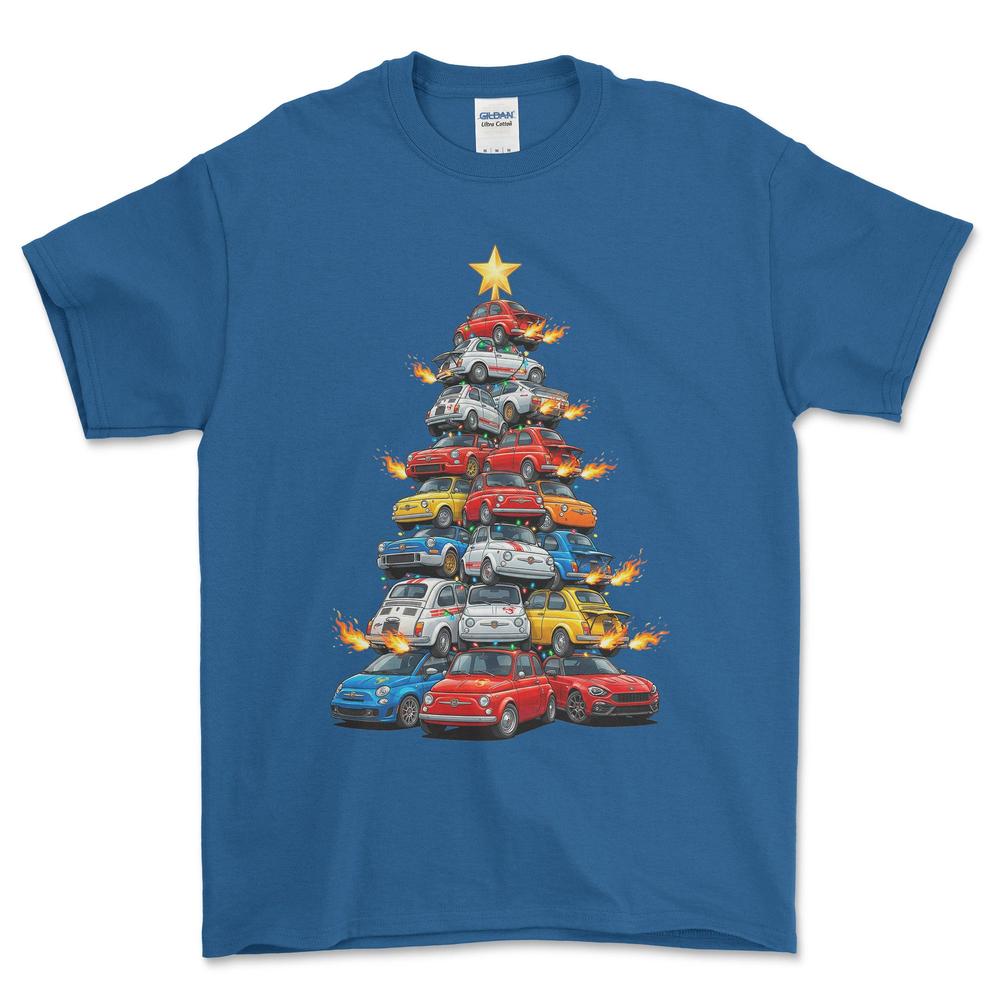 Abarth Juletræ Christmas Tree - Unisex T-Shirt-Beklædning-Abarth-Blå Royal-S-Forside-Garage Culture Shop- garage - man cave - merchandise