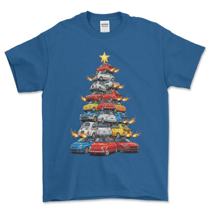 Abarth Juletræ Christmas Tree - Unisex T-Shirt-Beklædning-Abarth-Blå Royal-S-Forside-Garage Culture Shop- garage - man cave - merchandise