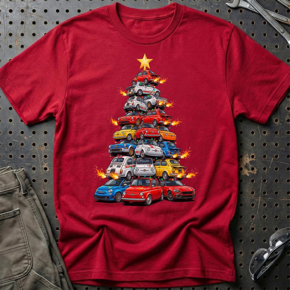 Abarth Juletræ Christmas Tree - Unisex T-Shirt-Beklædning-Abarth-Rød-S-Garage Culture Shop- garage - man cave - merchandise
