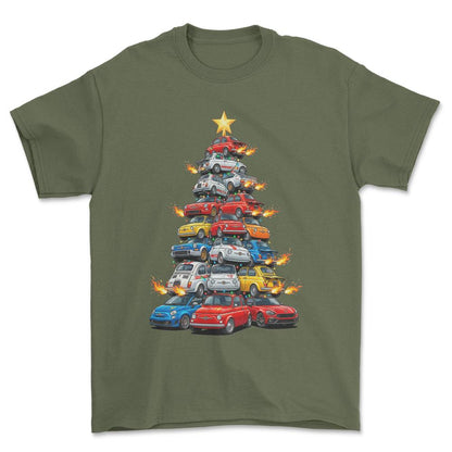 Abarth Juletræ Christmas Tree - Unisex T-Shirt-Beklædning-Abarth-Grøn Militær-S-Forside-Garage Culture Shop- garage - man cave - merchandise