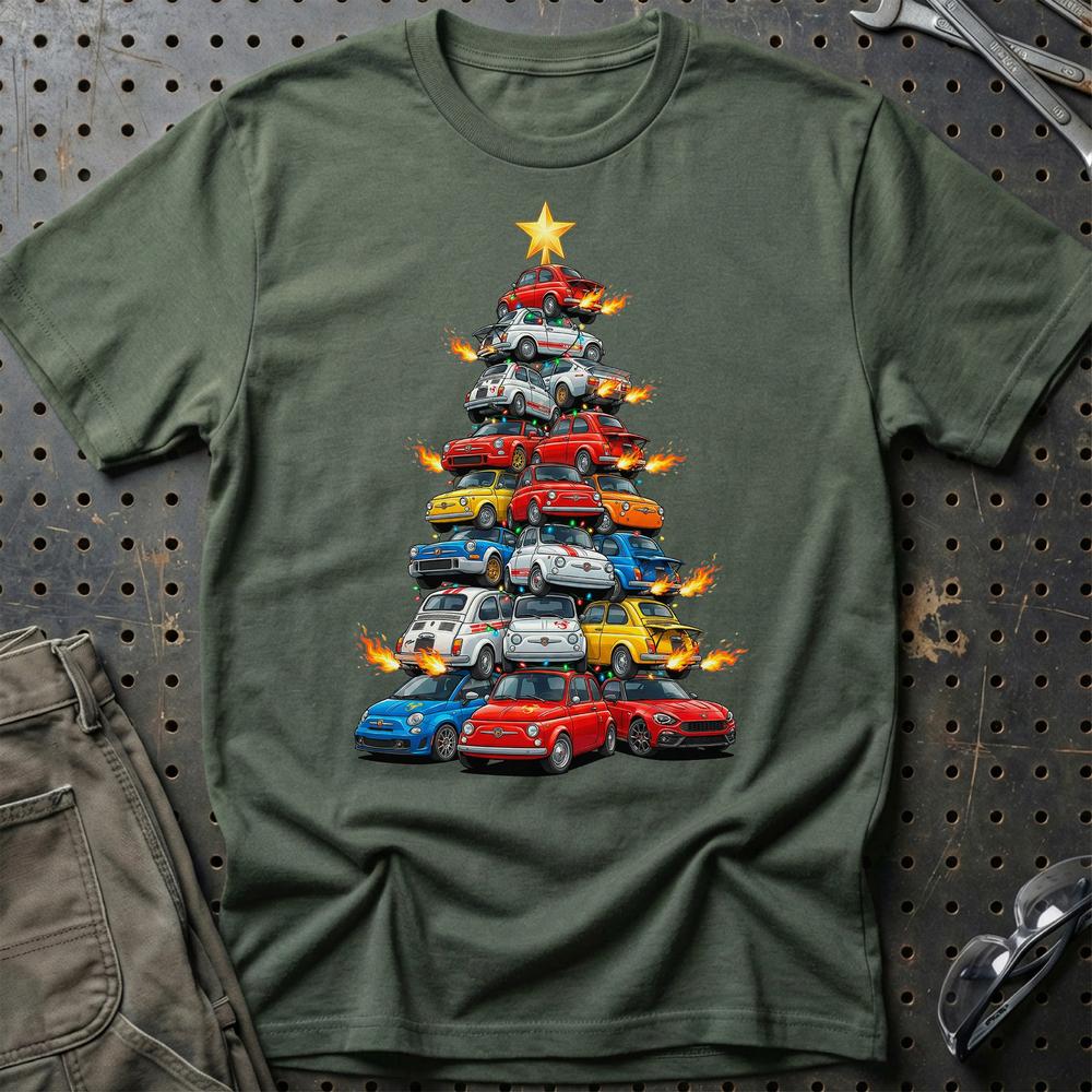 Abarth Juletræ Christmas Tree - Unisex T-Shirt-Beklædning-Abarth-Grøn Militær-S-Garage Culture Shop- garage - man cave - merchandise
