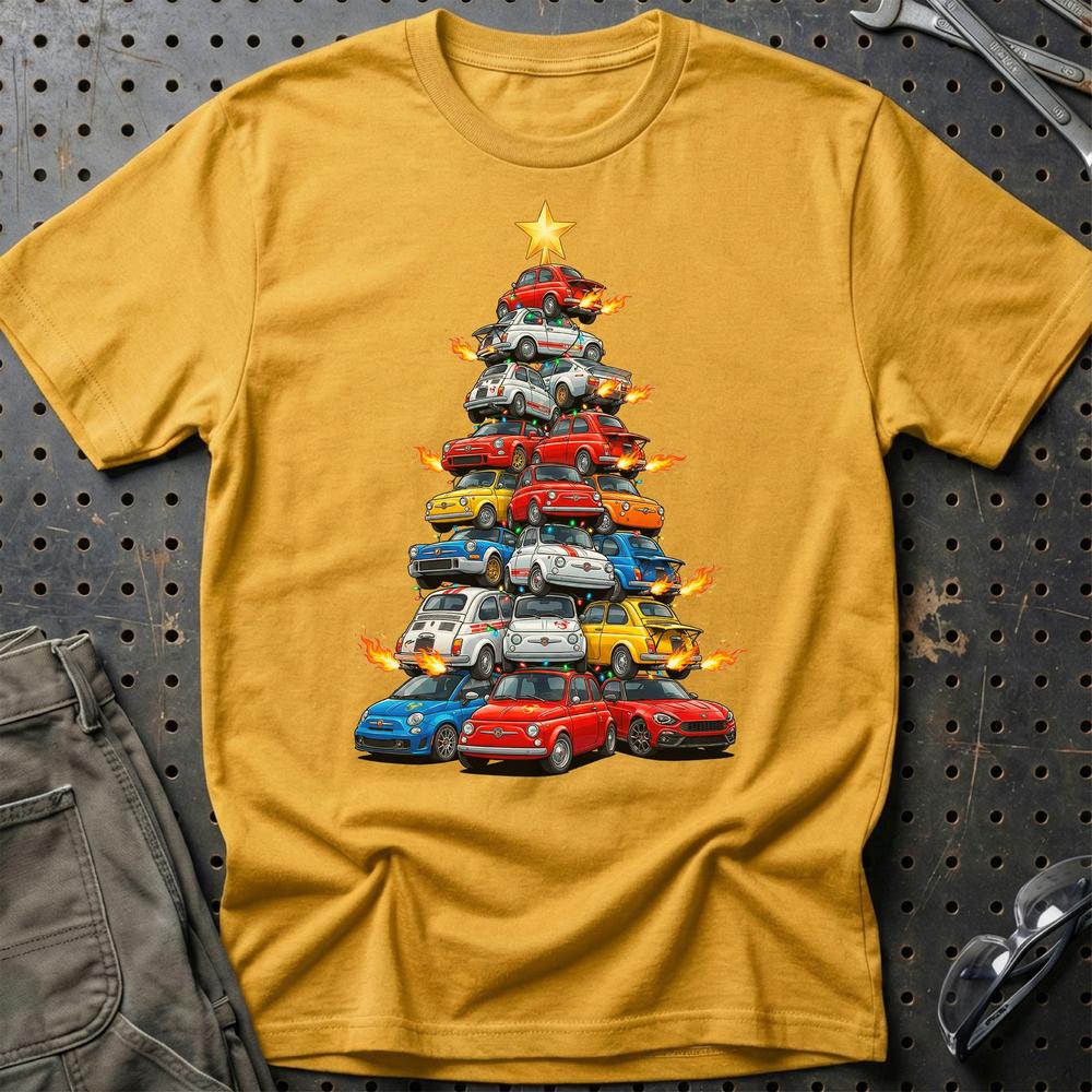 Abarth Juletræ Christmas Tree - Unisex T-Shirt-Beklædning-Abarth-Guld-S-Garage Culture Shop- garage - man cave - merchandise