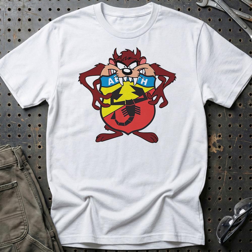 Abarth TAZ Unisex T-Shirt , Bomuld-Beklædning-Abarth-Hvid-S-Garage Culture Shop- garage - man cave - merchandise