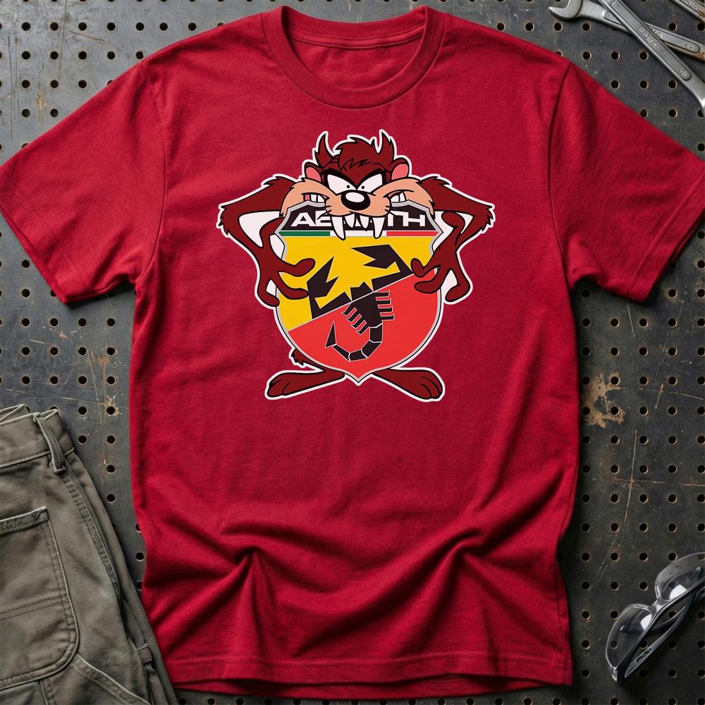 Abarth TAZ Unisex T-Shirt , Bomuld-Beklædning-Abarth-Rød-S-Garage Culture Shop- garage - man cave - merchandise