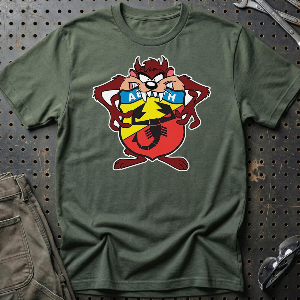 Abarth TAZ Unisex T-Shirt , Bomuld-Beklædning-Abarth-Grøn Militær-S-Garage Culture Shop- garage - man cave - merchandise