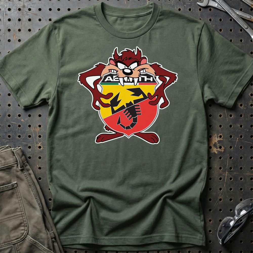 Abarth TAZ Unisex T-Shirt , Bomuld-Beklædning-Abarth-Grøn Militær-S-Garage Culture Shop- garage - man cave - merchandise