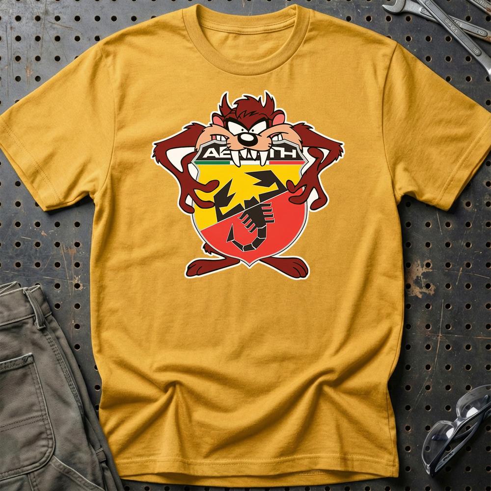 Abarth TAZ Unisex T-Shirt , Bomuld-Beklædning-Abarth-Guld-S-Garage Culture Shop- garage - man cave - merchandise