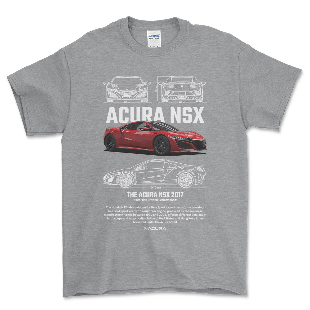 Acura NSX - Unisex T-Shirt , Bomuld-Beklædning-Acura-Grå Sport-S-Forside-Garage Culture Shop- garage - man cave - merchandise