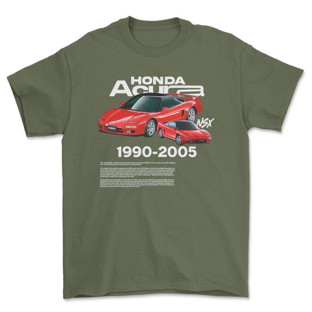 Acura NSX - Unisex T-Shirt , Bomuld-Beklædning-Acura-Grøn Militær-S-Forside-Garage Culture Shop- garage - man cave - merchandise