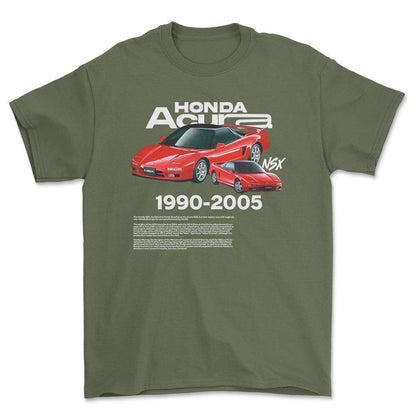 Acura NSX - Unisex T-Shirt , Bomuld-Beklædning-Acura-Grøn Militær-S-Forside-Garage Culture Shop- garage - man cave - merchandise