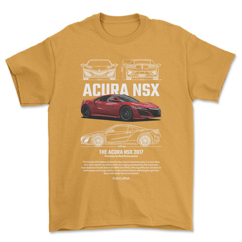 Acura NSX - Unisex T-Shirt , Bomuld-Beklædning-Acura-Guld-S-Forside-Garage Culture Shop- garage - man cave - merchandise