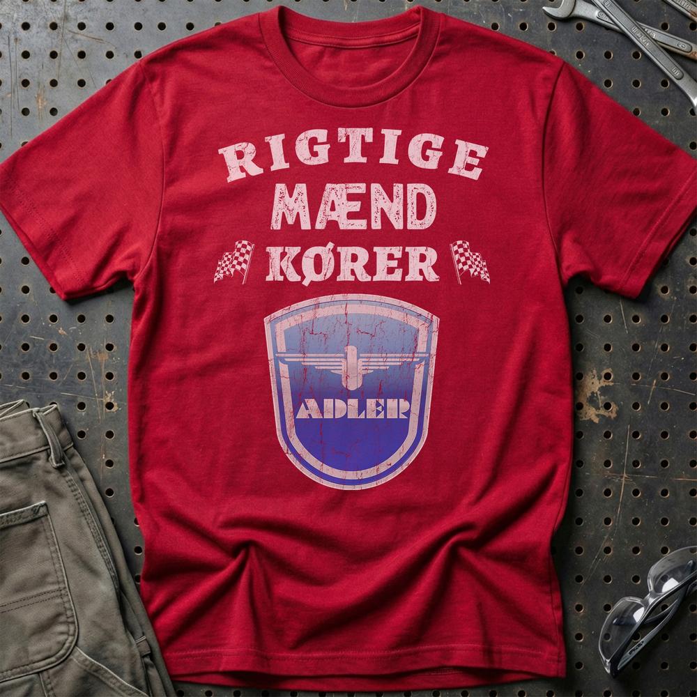 Adler Rigtige Mænd Kører - Unisex T-Shirt , Bomuld-Beklædning-Adler-Rød-S-Garage Culture Shop- garage - man cave - merchandise