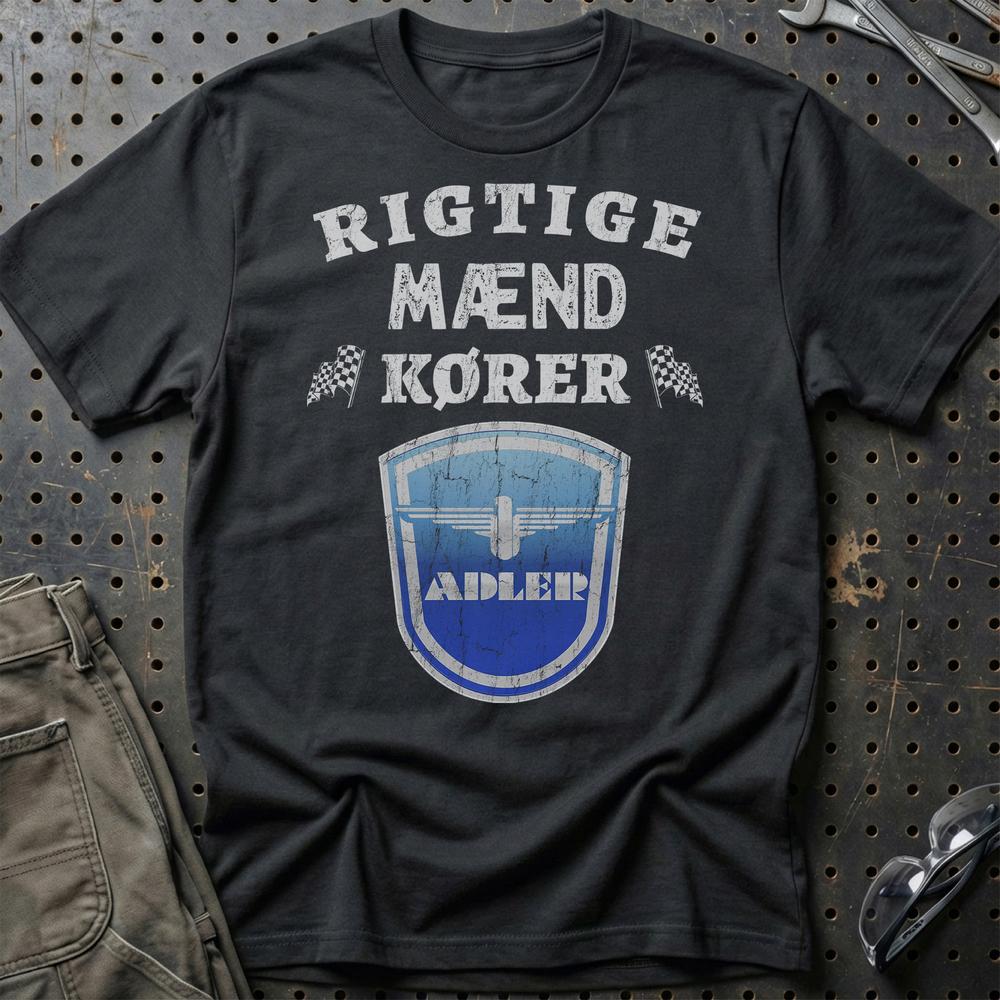 Adler Rigtige Mænd Kører - Unisex T-Shirt , Bomuld-Beklædning-Adler-Sort-S-Garage Culture Shop- garage - man cave - merchandise