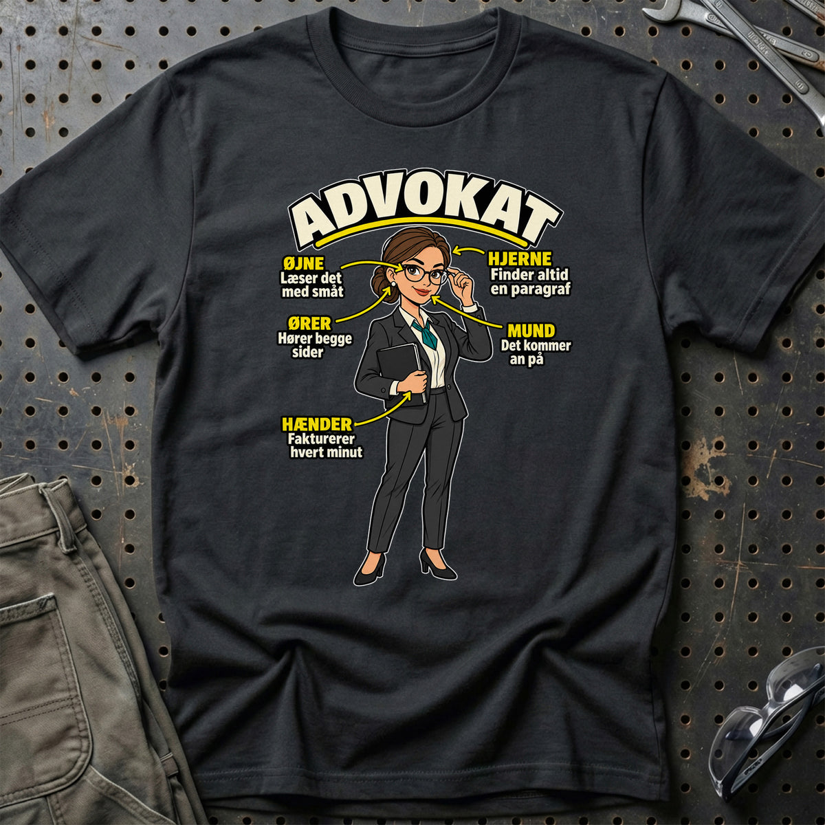 
Advokat – Anatomi – Kvindeligt motiv – Unisex T-Shirt – Sort