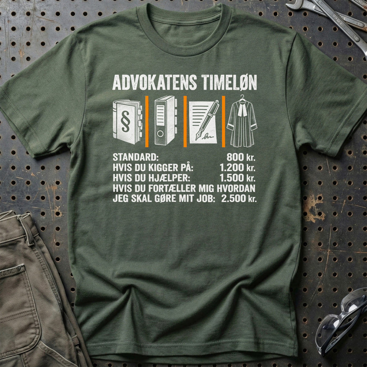 
Advokatens Timeløn – Unisex T-Shirt – Grøn Militær