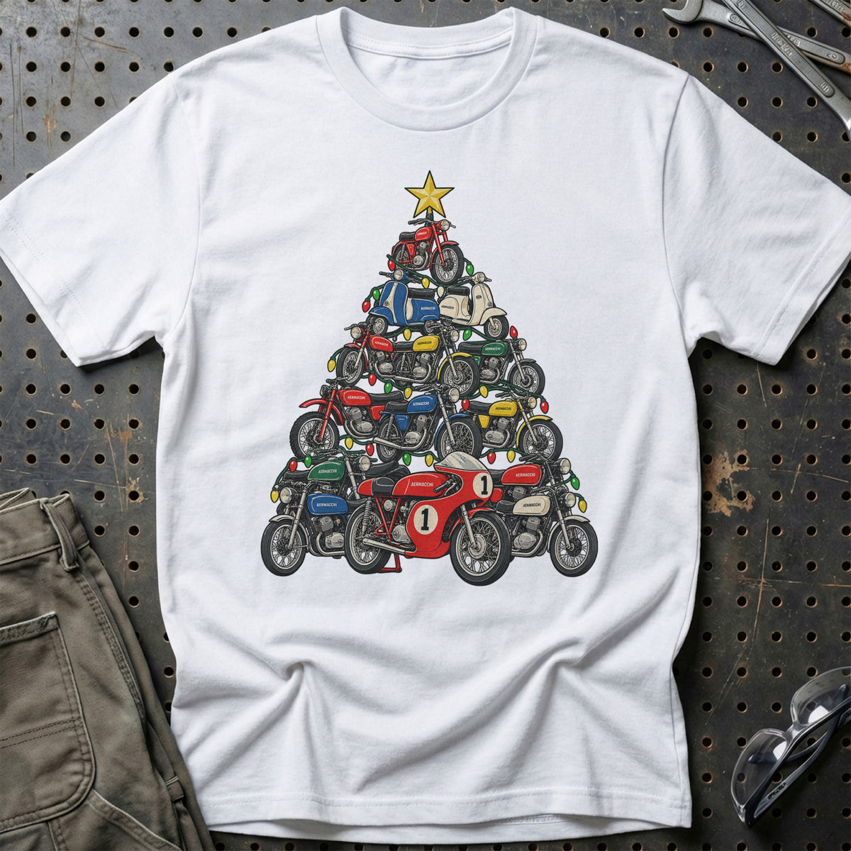 Aermacchi Juletræ T-Shirt-Beklædning-Aermacchi-Hvid-S-Garage Culture Shop- garage - man cave - merchandise