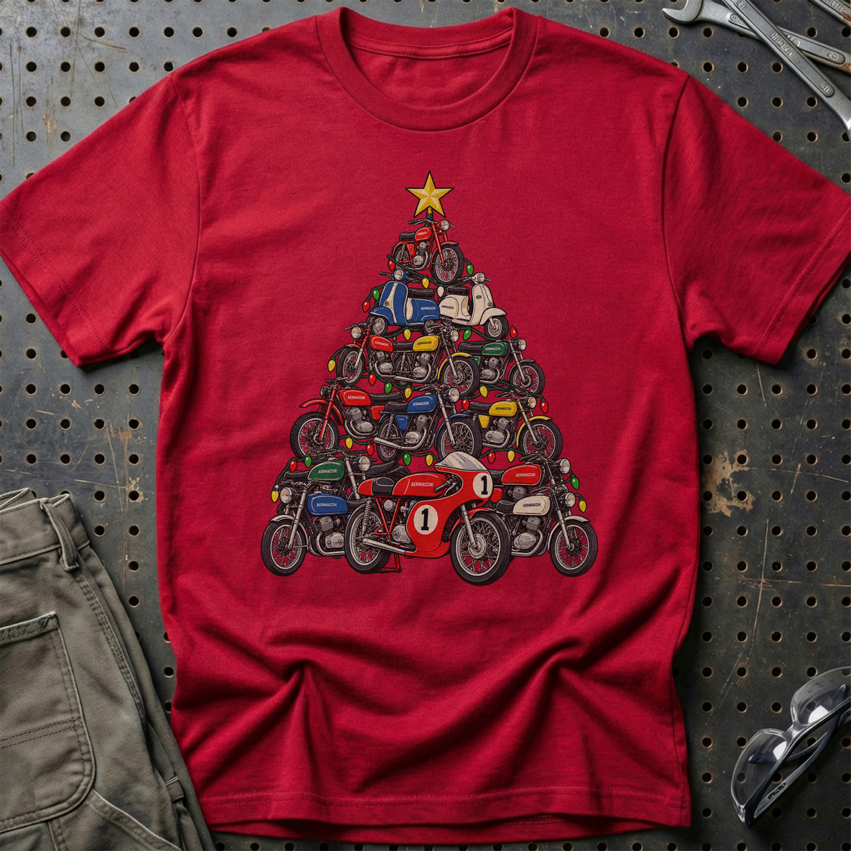 Aermacchi Juletræ T-Shirt-Beklædning-Aermacchi-Rød-S-Garage Culture Shop- garage - man cave - merchandise