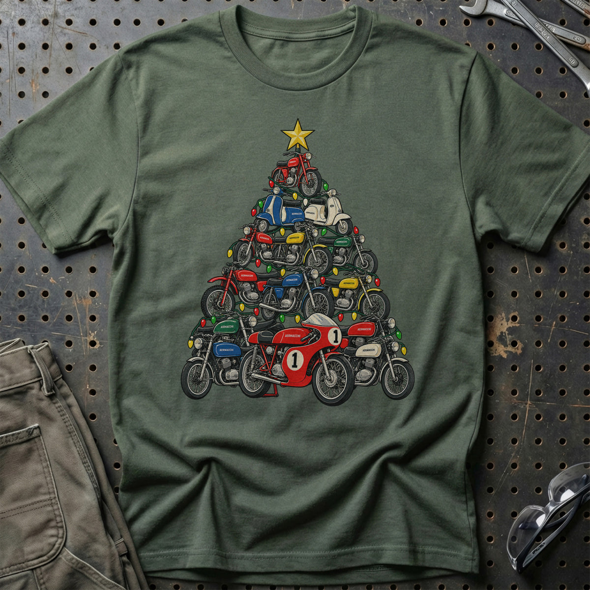 Aermacchi Juletræ T-Shirt-Beklædning-Aermacchi-Grøn Militær-S-Garage Culture Shop- garage - man cave - merchandise