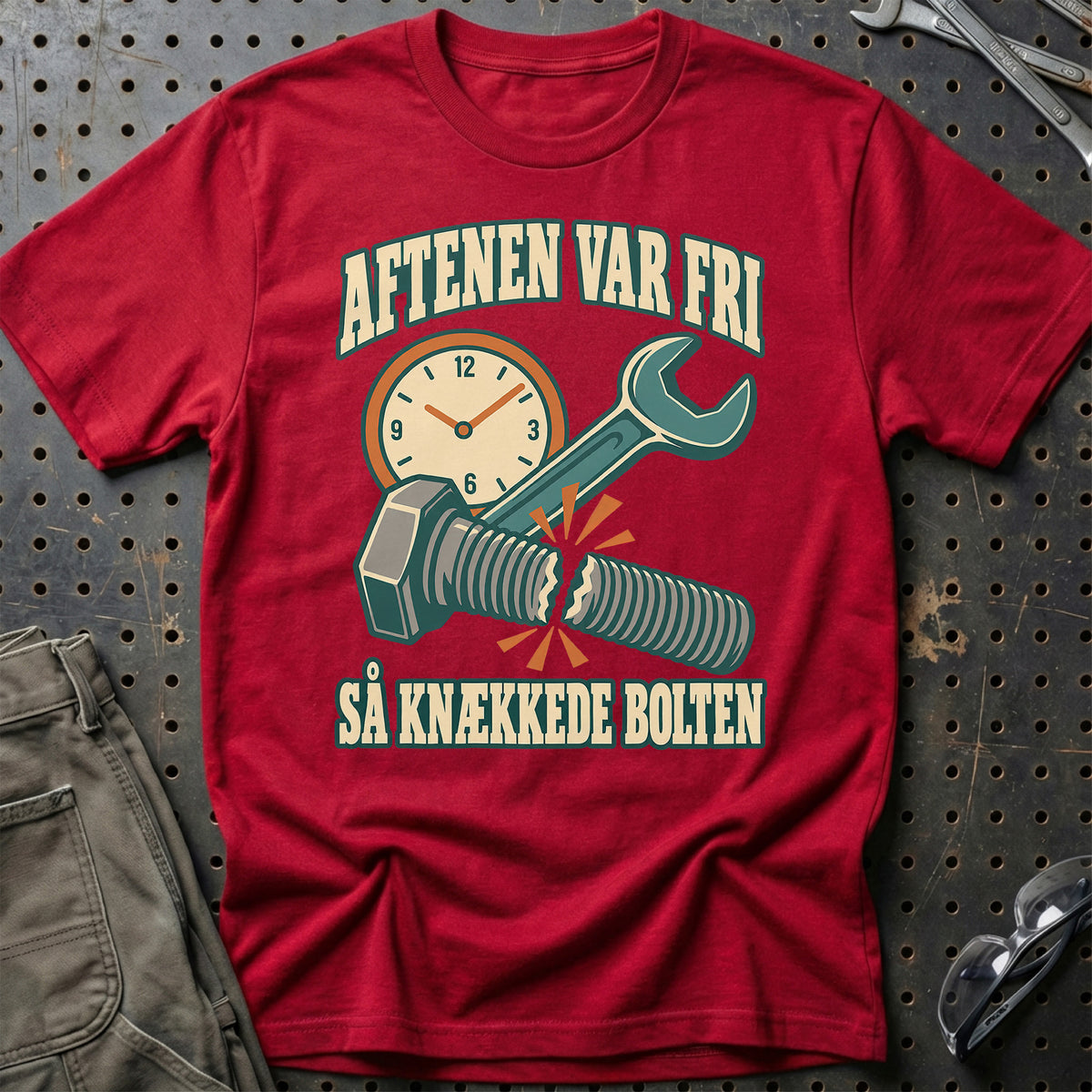 
Aftenen var fri – Så knækkede bolten T-Shirt – Rød