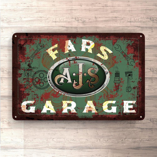 Ajs Fars Garage Vintage Skilte, Musemåtte, Dørmåtte-Skilte-AJS-Garage Culture Shop- garage - man cave - merchandise