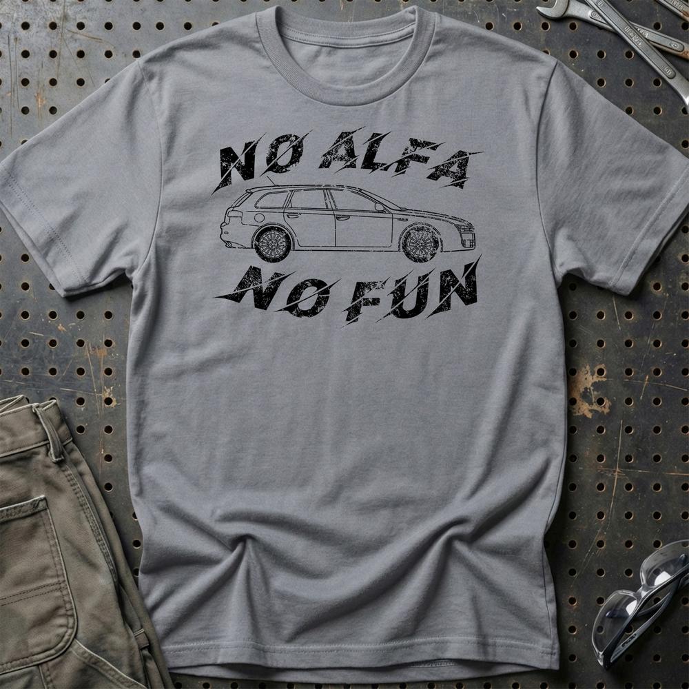 Alfa Romeo 159 Sportwagon No Alfa No Fun Unisex T-Shirt , Bomuld-Beklædning-Alfa Romeo-Grå Sport-S-Garage Culture Shop- garage - man cave - merchandise