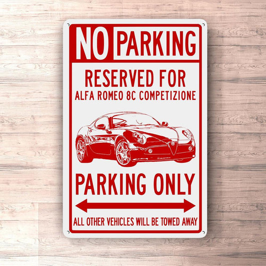 Alfa Romeo 8C Competizione Parking Only Skilte, Musemåtte, Dørmåtte , Plakat-Parking skilte-Alfa Romeo-Garage Culture Shop- garage - man cave - merchandise