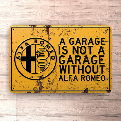 Alfa Romeo A Garage Is Not A Garage Without Alfa Romeo Skilte, Musemåtte, Dørmåtte , Plakat-Skilte-Alfa Romeo-Garage Culture Shop- garage - man cave - merchandise