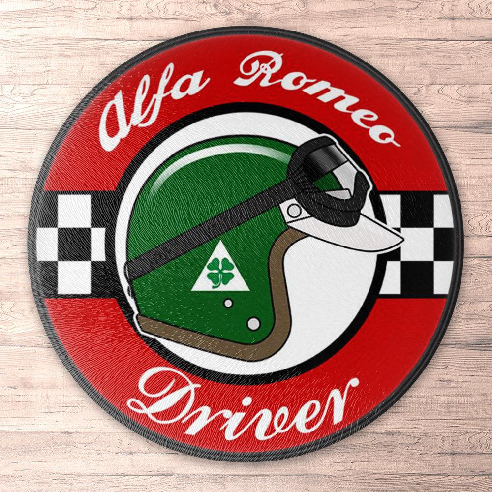 Alfa Romeo Driver Runde Skilte , Musemåtte Rundt , Kop Underlag, Underlagssæt-Runde Skilte-Alfa Romeo-Garage Culture Shop- garage - man cave - merchandise