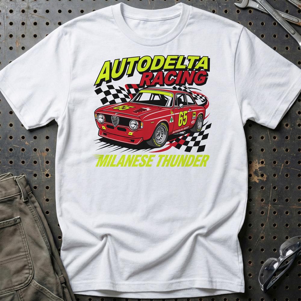 Alfa Romeo Giulia Autodelta Racing Milanese Thunder - Unisex T-Shirt-Beklædning-Alfa Romeo-Hvid-S-Garage Culture Shop- garage - man cave - merchandise