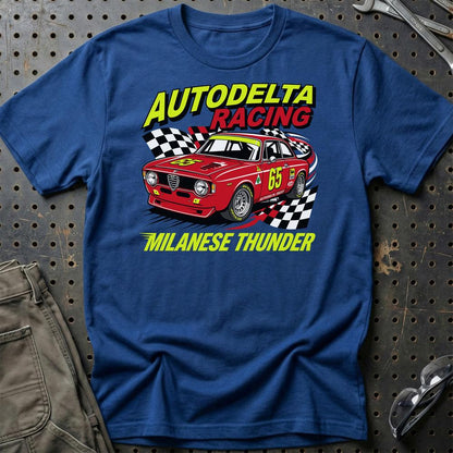 Alfa Romeo Giulia Autodelta Racing Milanese Thunder - Unisex T-Shirt-Beklædning-Alfa Romeo-Blå Royal-S-Garage Culture Shop- garage - man cave - merchandise
