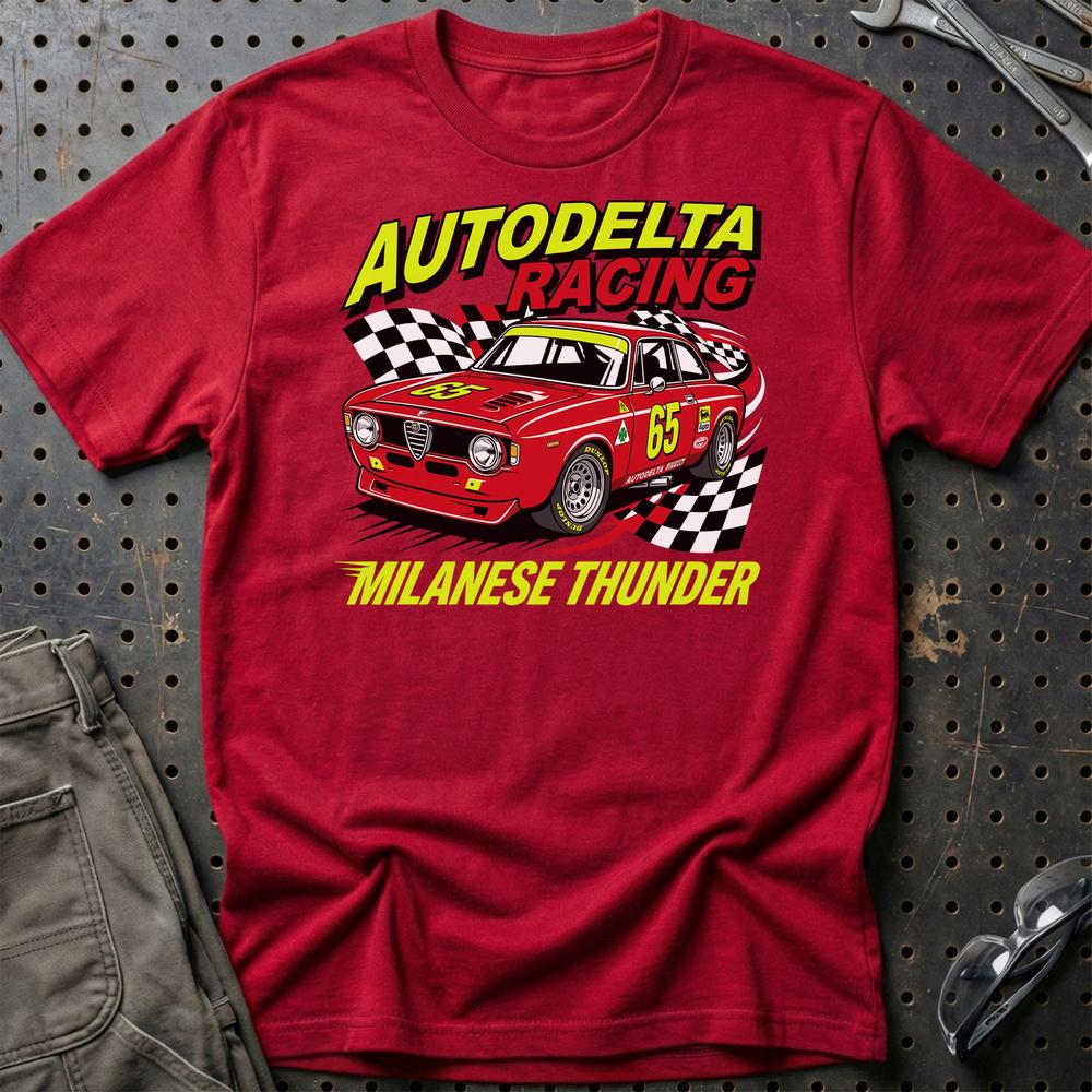 Alfa Romeo Giulia Autodelta Racing Milanese Thunder - Unisex T-Shirt-Beklædning-Alfa Romeo-Rød-S-Garage Culture Shop- garage - man cave - merchandise