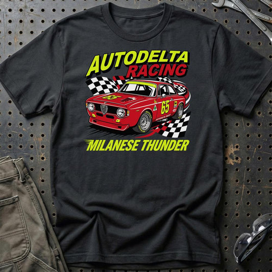 Alfa Romeo Giulia Autodelta Racing Milanese Thunder - Unisex T-Shirt-Beklædning-Alfa Romeo-Sort-S-Garage Culture Shop- garage - man cave - merchandise