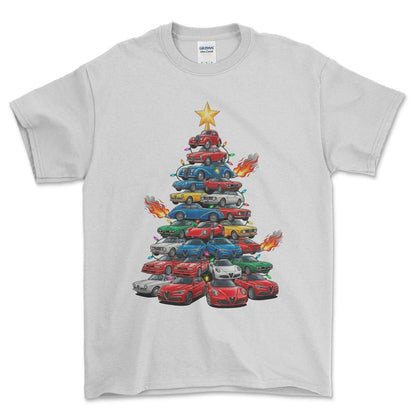 Alfa Romeo Juletræ Christmas Tree - Unisex T-Shirt-Beklædning-Alfa Romeo-Hvid-S-Forside-Garage Culture Shop- garage - man cave - merchandise