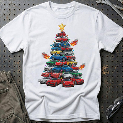 Alfa Romeo Juletræ Christmas Tree - Unisex T-Shirt-Beklædning-Alfa Romeo-Hvid-S-Garage Culture Shop- garage - man cave - merchandise