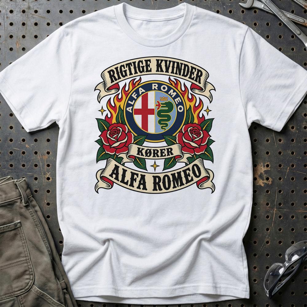 
Produktbillede af Alfa Romeo Rigtige Kvinder Kører – Roser og Flammer T-Shirt