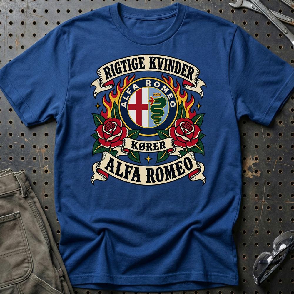 
Produktbillede af Alfa Romeo Rigtige Kvinder Kører – Roser og Flammer T-Shirt