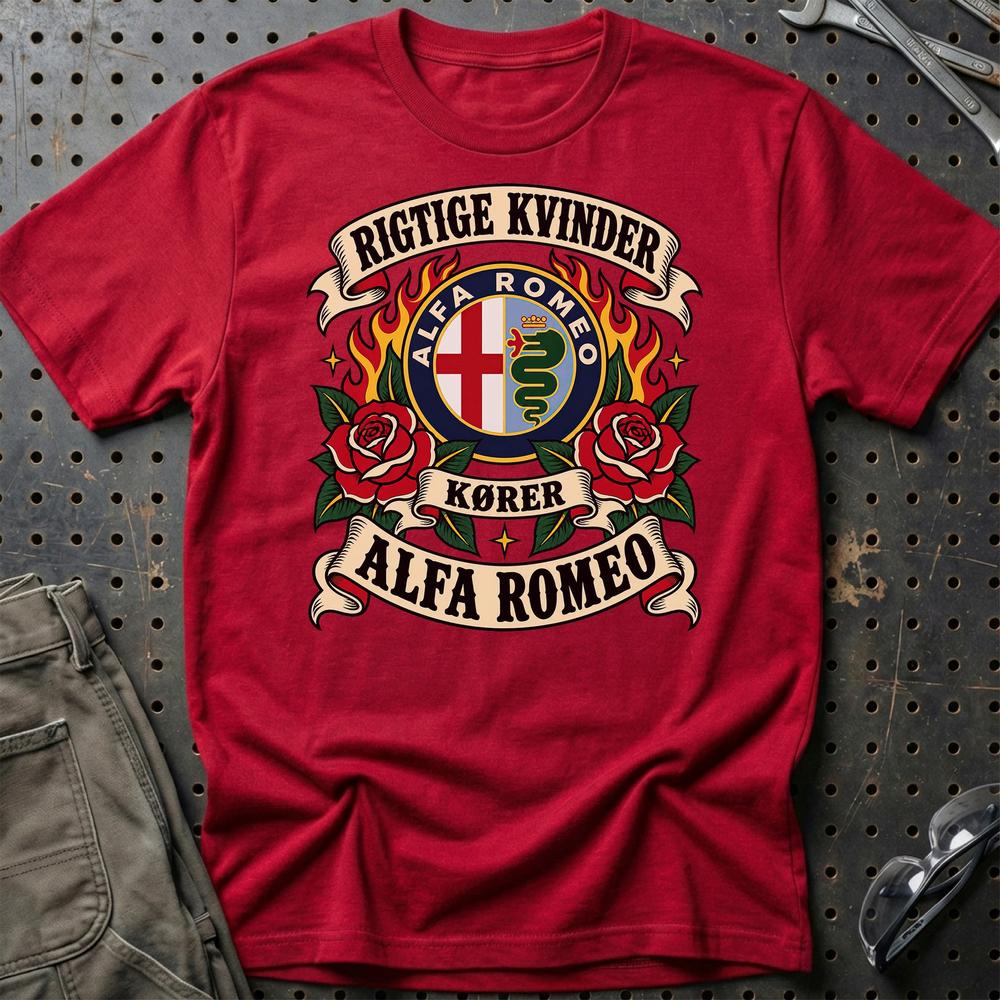 
Produktbillede af Alfa Romeo Rigtige Kvinder Kører – Roser og Flammer T-Shirt
